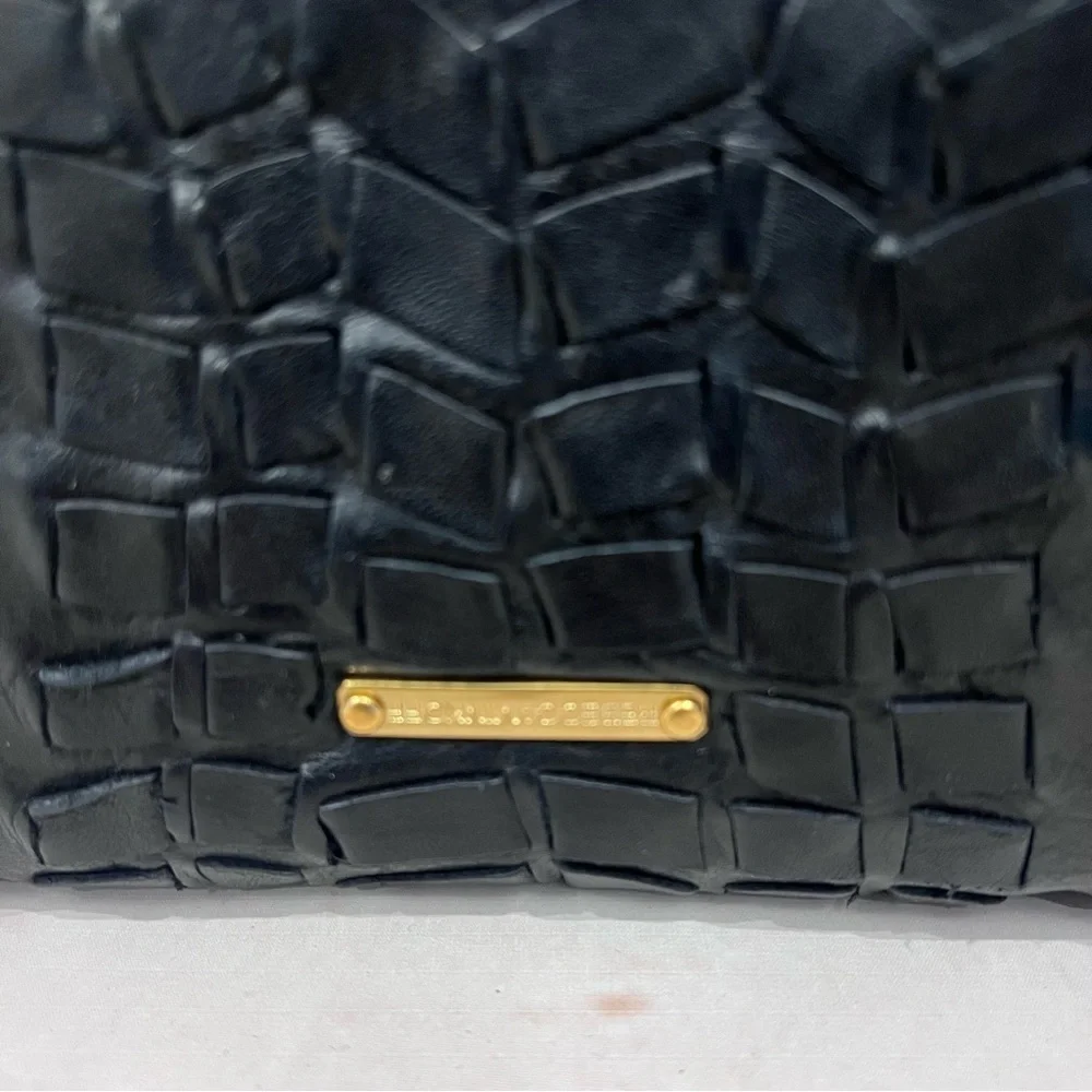 Rebecca Minkoff Weaved Leather Gold Buckle Envelope Clutch Purse